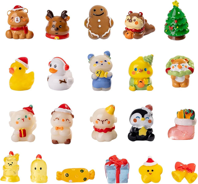 54PCS Mini Christmas Figurines – Resin Ornaments for Table & Window Decor