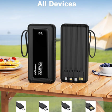 10000mAh USB C Portable Charger Battery Pack with LED Display and Cables