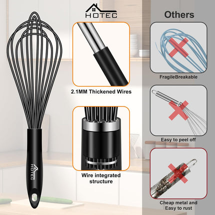 4PCS Silicone Whisk Set Balloon Egg Beater Nonstick Cookware Kitchen Utensils
