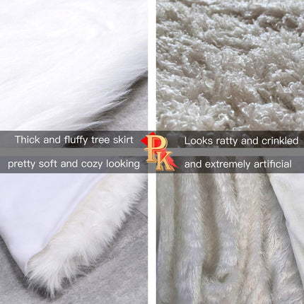 Soft Faux Fur Christmas Tree Skirt 48-Inch White Plush Holiday Accent