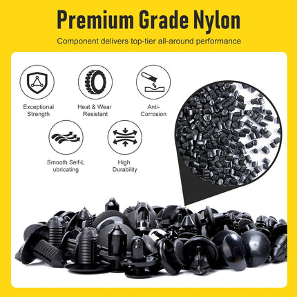 240PCS Car Bumper Retainer Clips & Rivets Kit, Push Fasteners for Door, Panel & Fender