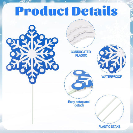 12 PCS Christmas Tree Picks – 8" Blue & White Snowflake Ornaments