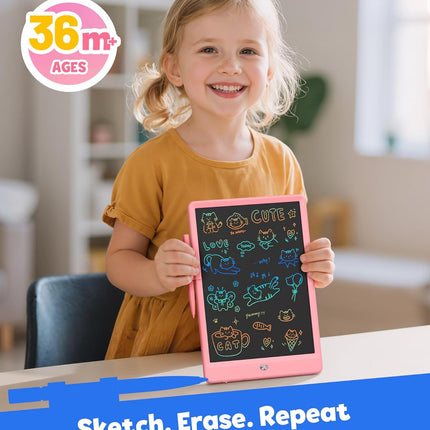 10" LCD Writing Tablet for Kids – Mess-Free Doodle Board, Pink