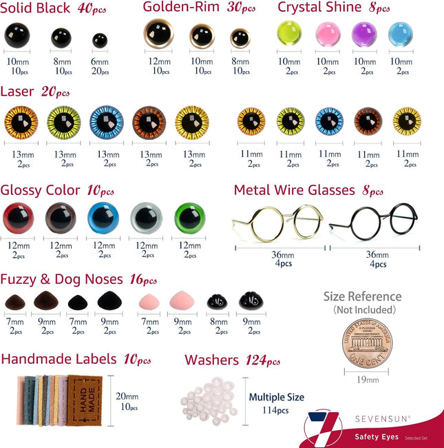 266-Piece Safety Eyes and Noses for Amigurumi, Crochet Doll Glasses & Plush Toy Crafts