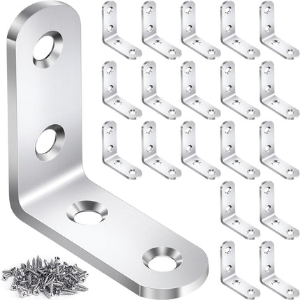 20PCS L Bracket Corner Braces – Stainless Steel, 90° for Shelves & Furniture