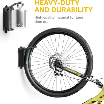 Swivel Bike Wall Mount – Vertical Rack, Holds Up to 66 lbs, Garage & Apartment