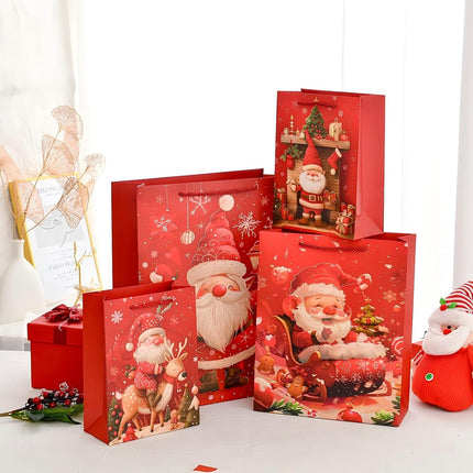 4PCS Large Christmas Gift Bags with Handles – 13" Reusable Holiday Bags
