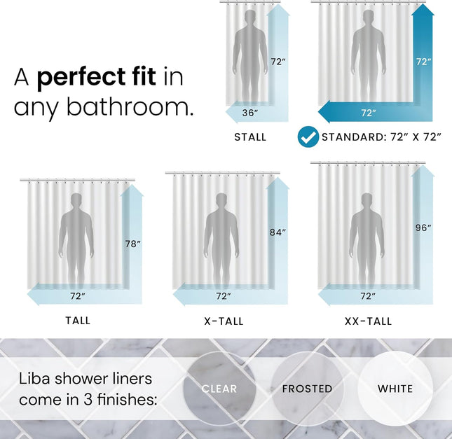 Waterproof PEVA Shower Curtain 72x72 – Clear, Non-Toxic, Rust-Proof Grommets