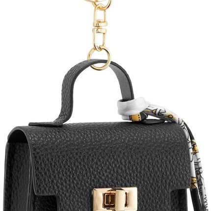 Small Backpack Keychain Coin Purse for Women Twist Lock Change Pouch Black