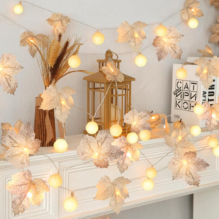 Autumn 3-Pack 60LED Pumpkin & Maple Leaf Garland Lights – Thanksgiving Home Decor