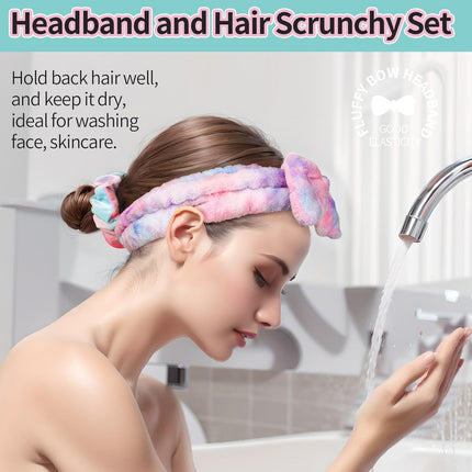 6PCS Spa Headband Set Makeup Face Wash Bands Scrunchies Bow Hair Accessories