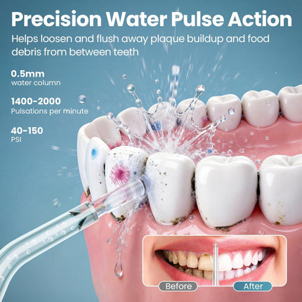Water Flosser with Adjustable Pressure, Rechargeable Cordless Oral Irrigator, 300ML Tank