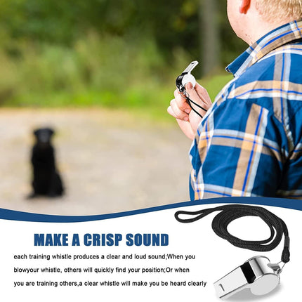 3 Pack Loud Stainless Steel Whistles with Lanyards for Coaches, Referees & Sports