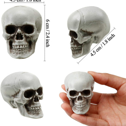 8-Piece Halloween Skull Decorations, 1.8x1.8x2.4in Realistic Skeleton Head Decor