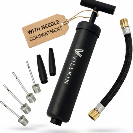 Sports Ball Hand Pump with 4 Needles 2 Nozzles Hose for Soccer Basketball