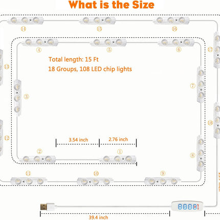 LED Vanity Mirror Lights – 3 Color Modes, Dimmable, Stick-On, Ultra Bright