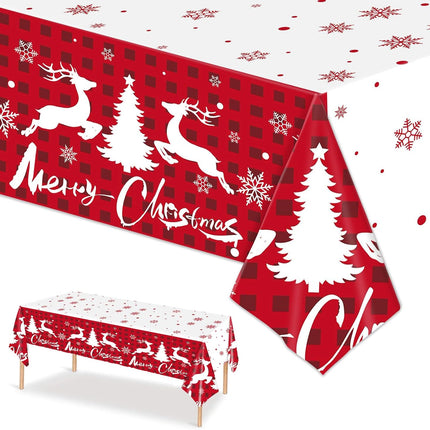 2-Pack Winter Christmas Tablecloths – Reindeer & Snowflake Disposable Decor