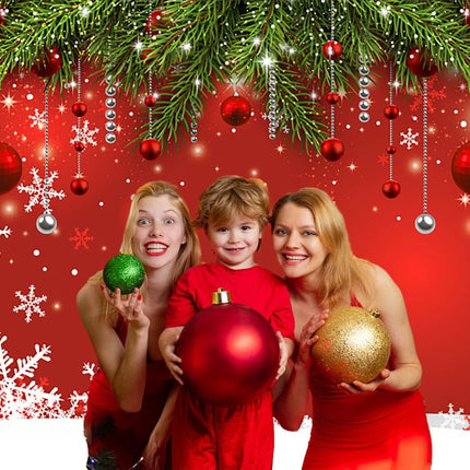 Glitter Red Christmas Snowflake Backdrop 7x5ft – Xmas Party & Photo Decor