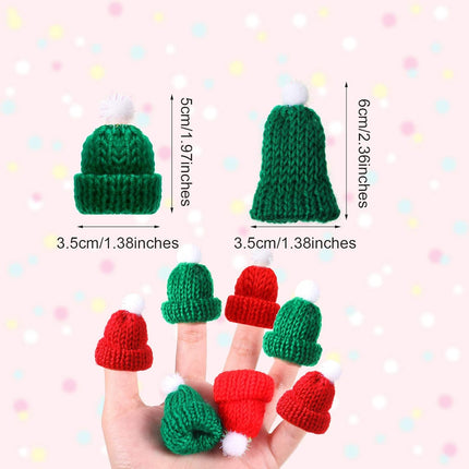 24pcs Mini Knitting Hats – Green & Red Mini Doll Hats for Christmas DIY Crafts