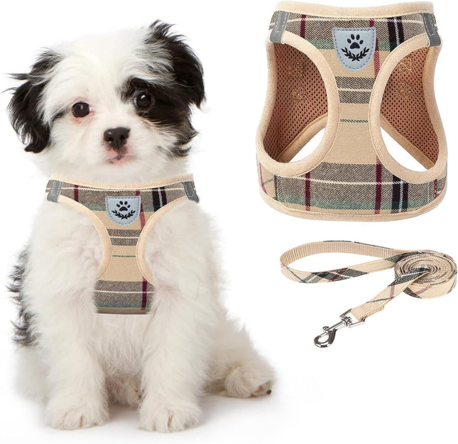 Small Medium Dog Harness and Leash Set Soft Mesh No Pull Reflective Vest