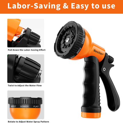 2-Pack Hose Nozzle Sprayer – Heavy Duty, 10 Watering Patterns for Gardening