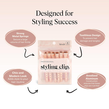 6PCS 3.5" Aluminum Duckbill Hair Clips Alligator Salon Styling Rose Gold