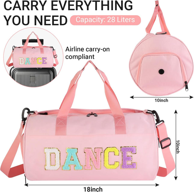 Cute Dance Duffle Bag for Girls Ballet Gym Workout Travel Overnight Bag