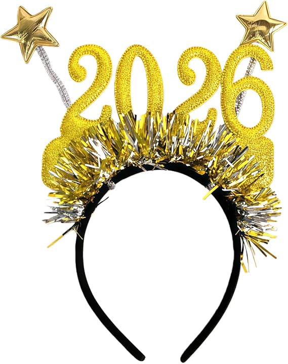Happy New Year 2026 Hairband – Glitter Star Hair Accessory for Party