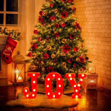 Christmas LED Marquee Lights – "JOY" 3-Piece Light Up Letters for Holiday Decor
