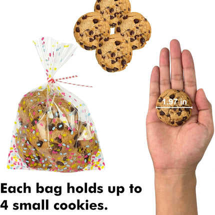 50PCS 4x6" Sprinkle Print Twist Ties – Cellophane Treat & Gift Bags