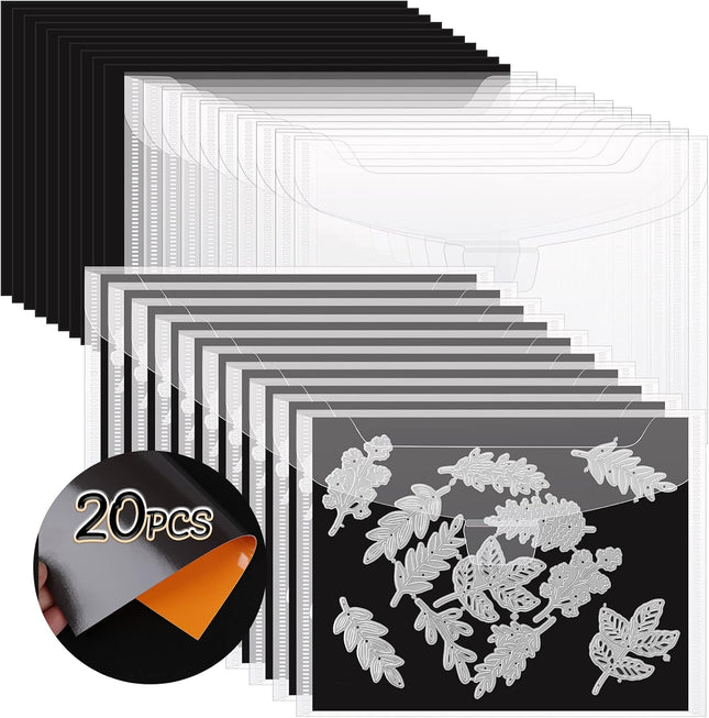 20 Pack Die Cut Storage Bags with Magnetic Sheets, PVC Envelopes for Card Making