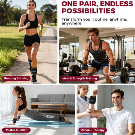 Adjustable Ankle Wrist Weights Pair for Walking, Running & Fitness Training