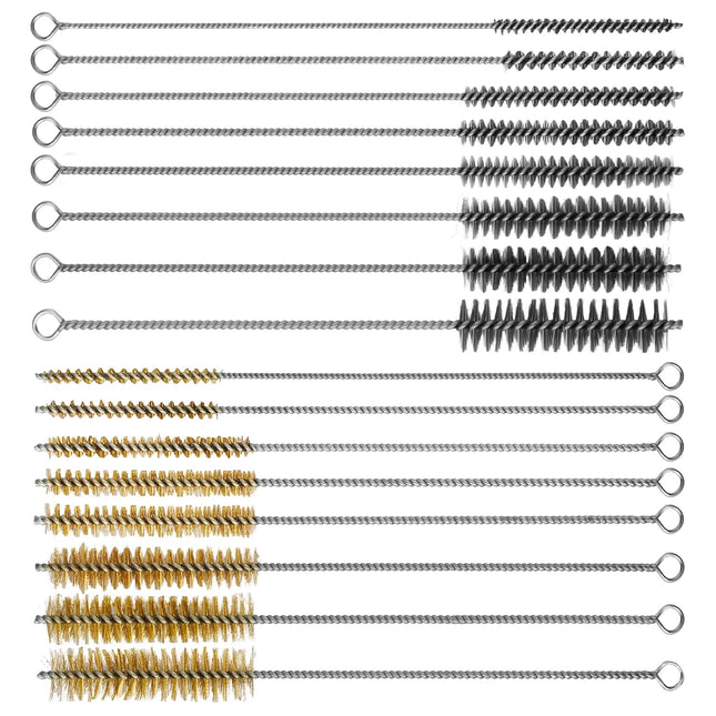 16PCS Tube Cleaning Brushes, 8 Sizes 12in Brass Stainless Steel Pipe Cleaner Set