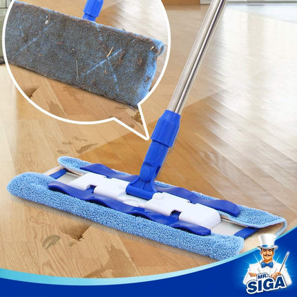 Flat Microfiber Floor Mop with Stainless Steel Telescopic Handle & Refills
