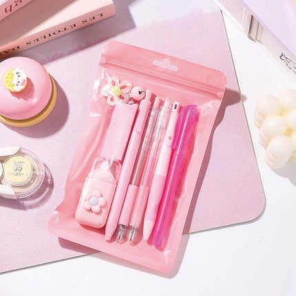8 Pcs Cute Pink Stationery Set for Girls & Boys – Kawaii Candy Colors, Back to School