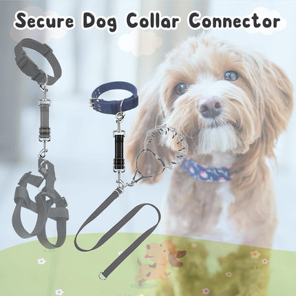 2 Pack Dog Harness to Collar Safety Clips Adjustable Prong Backup Clasp