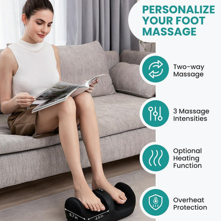Foot Massager with Heat & Roller for Shiatsu Relaxation and Pain Relief