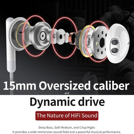 Wired Earbuds with Microphone In-Ear Headphones HiFi Stereo 3.5mm Jack
