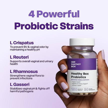 Her Fantasy Box Healthy Box Vaginal Probiotics for Women Prebiotic Lactobacillus Blend