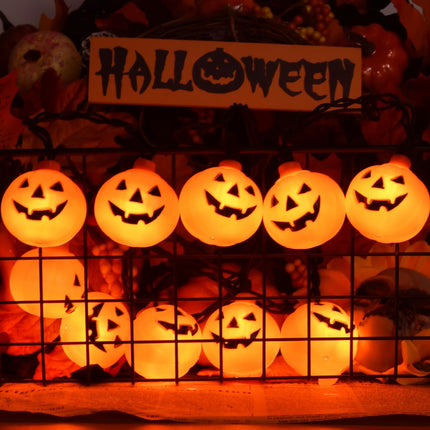 8.5FT Halloween LED Pumpkin String Lights, 10 Jack-O-Lantern Lights, Indoor Outdoor
