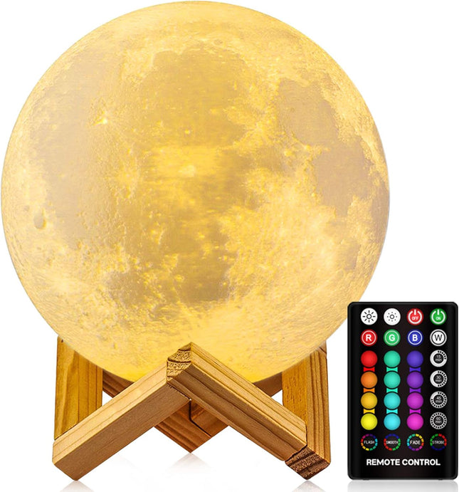 Moon Lamp – 16 Colors, Touch Control, USB Rechargeable, Remote for Baby & Kids Gifts