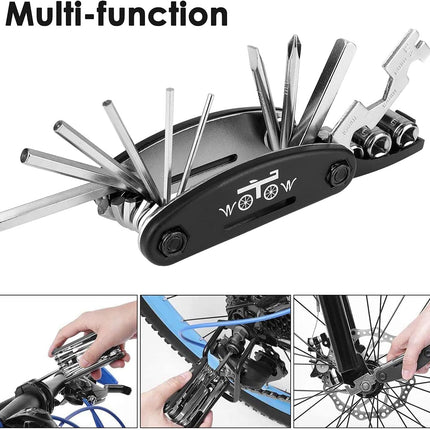 16-in-1 Bike Repair Tool Kit, Multitool with Tire Levers & Hex Wrenches for MTB