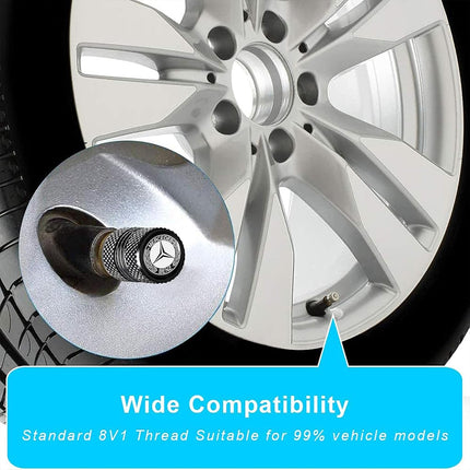 4 Pack Tire Valve Stem Caps for Mercedes-Benz AMG, Black, Corrosion Resistant