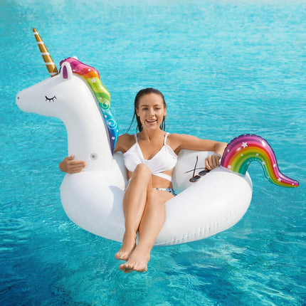 2 Pack Inflatable Unicorn Flamingo Pool Floats Swim Rings for Beach Lake Swimming Adults and Kids