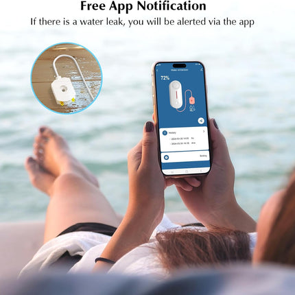 WiFi Water Leak Detector with 100dB Alarm & App Alerts – Tuya/Smart Life