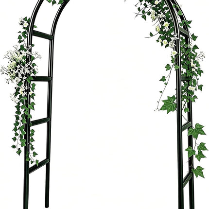 7.8ft Metal Garden Arch Trellis for Climbing Plants Outdoor Wedding Arbor Black
