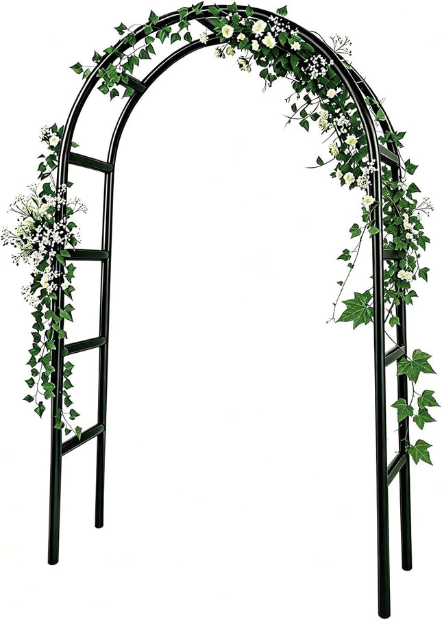 7.8ft Metal Garden Arch Trellis for Climbing Plants Outdoor Wedding Arbor Black