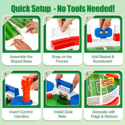 Mini Foosball Table Soccer Game for Kids & Adults with Dual Flipper Controls