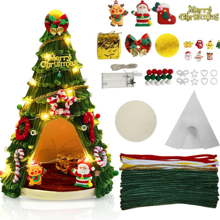Christmas Pipe Cleaners Craft Kit – Red & Green DIY Tree Decorations with Lights