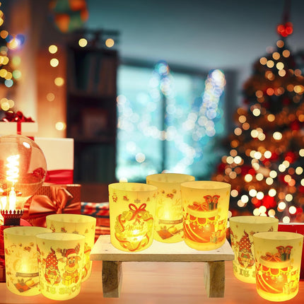 Merry Christmas Table Centerpiece – 8 PCS Candle Shade Covers for Home